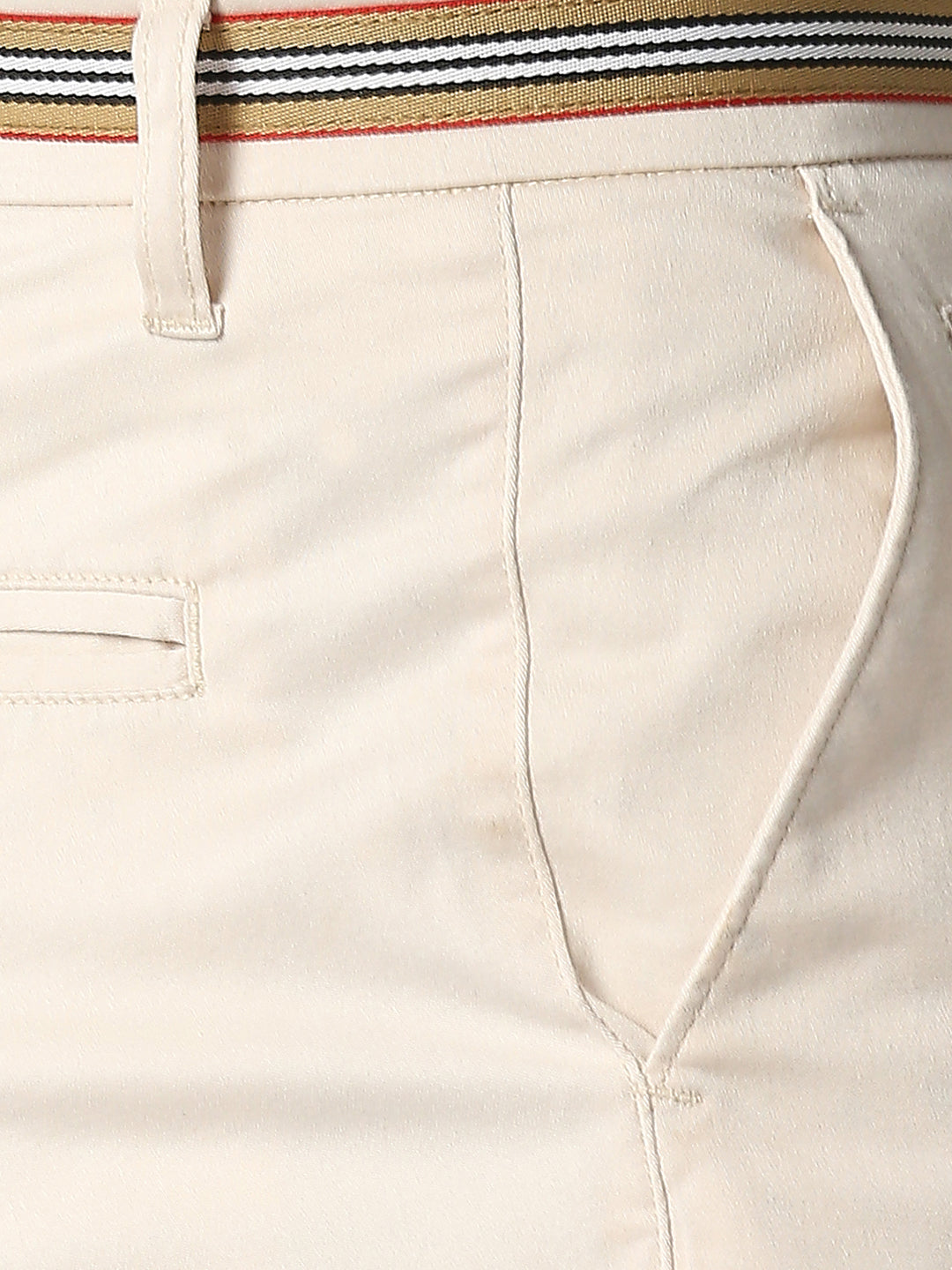 Thomas Scott Men Cream-Coloured Slim Fit Chinos Trousers
