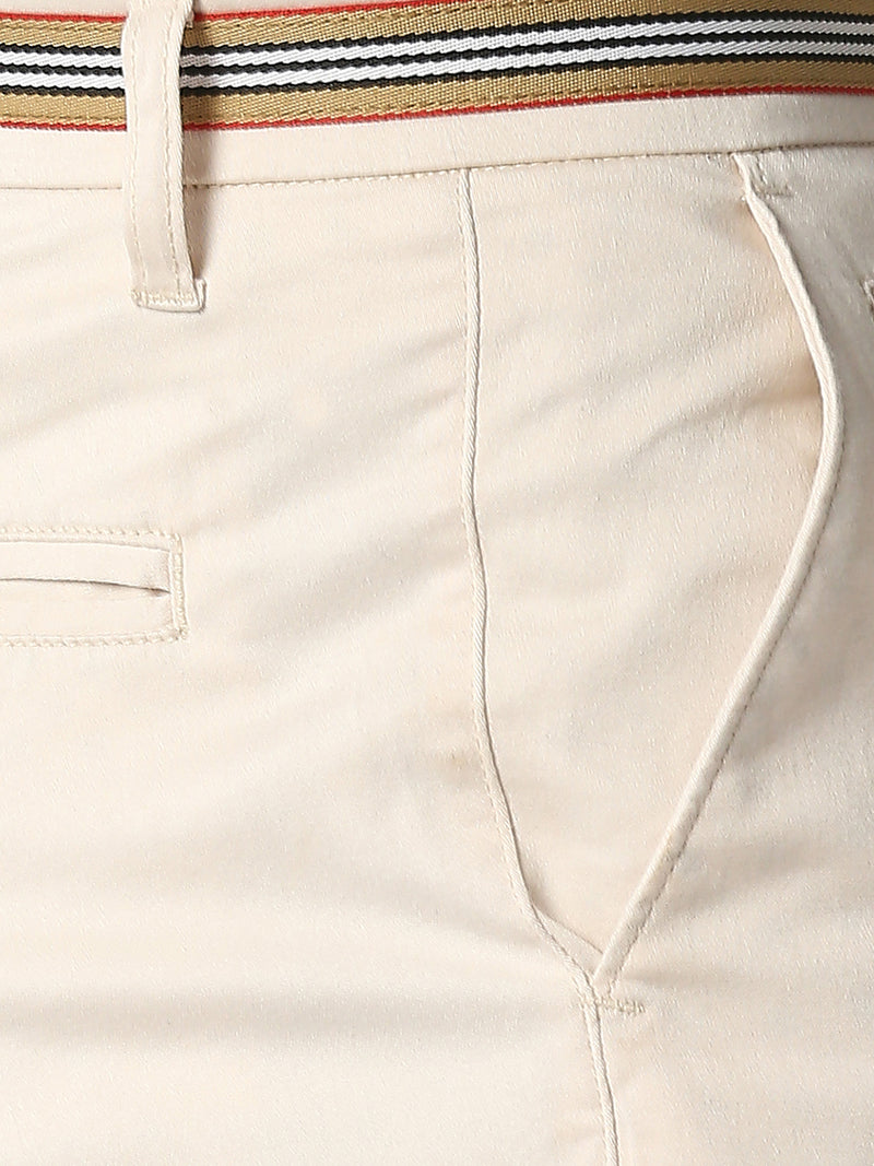 Thomas Scott Men Cream-Coloured Slim Fit Chinos Trousers