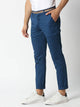 Blue Cotton Slim Fit Chinos Trouser For Men