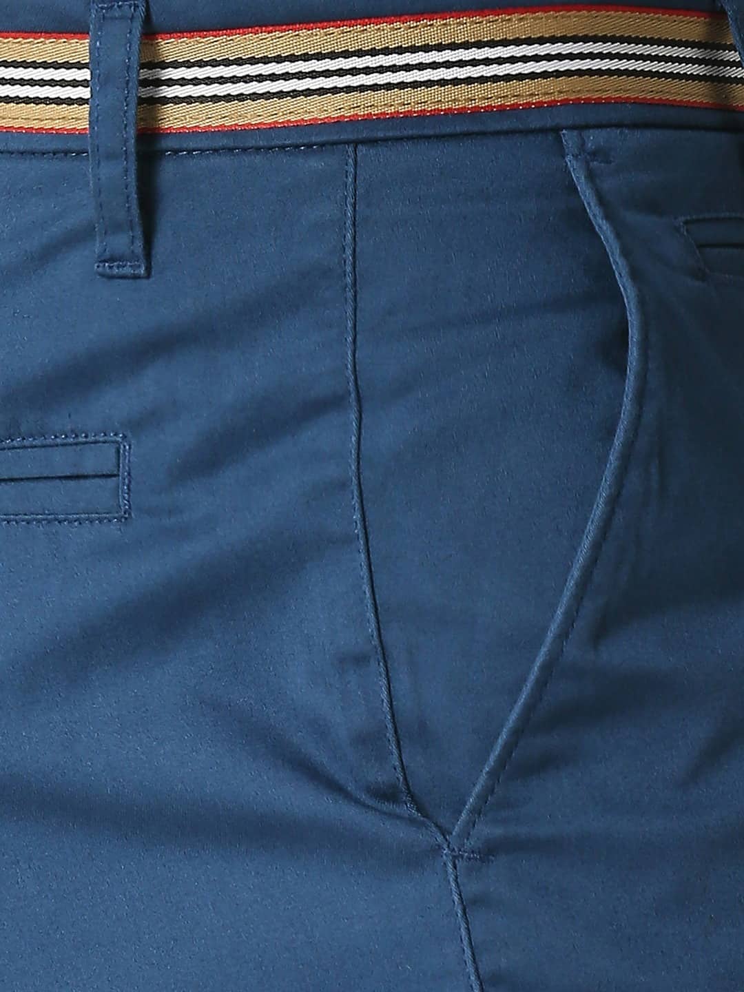 Thomas Scott Men Blue Cotton Slim Fit Chinos Trousers