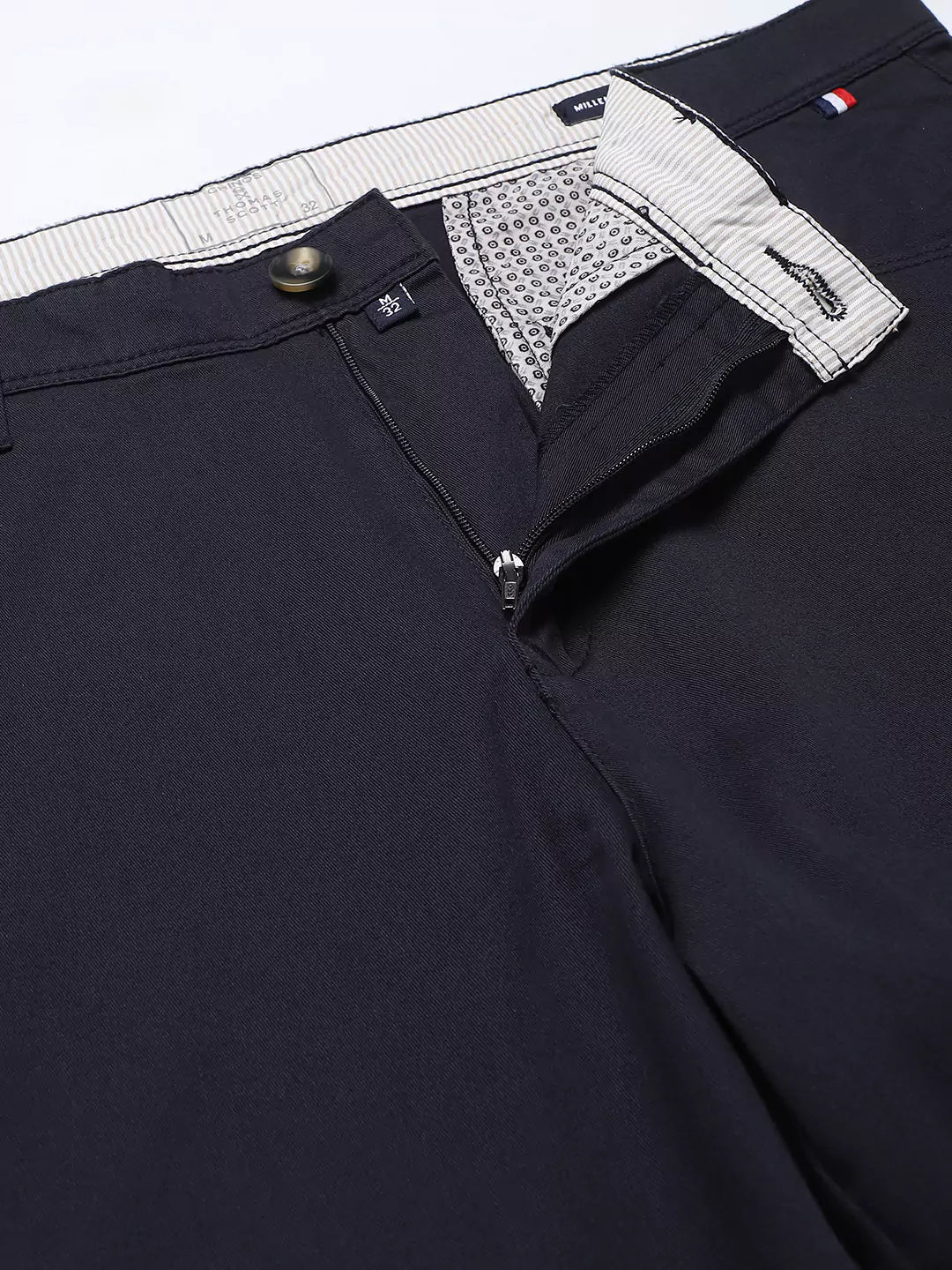 Thomas Scott Men Navy Blue Easy Wash Slim Fit Sustainable Chinos Trousers
