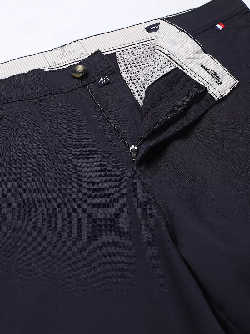 Thomas Scott Men Navy Blue Easy Wash Slim Fit Sustainable Chinos Trousers