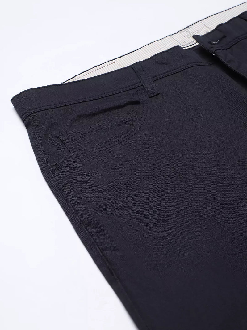 Thomas Scott Men Navy Blue Easy Wash Slim Fit Sustainable Chinos Trousers