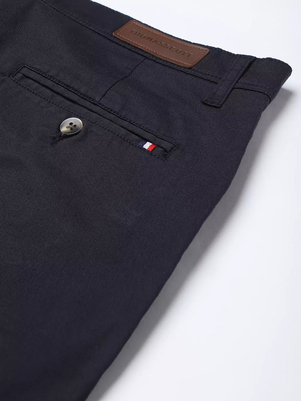 Thomas Scott Men Navy Blue Easy Wash Slim Fit Sustainable Chinos Trousers