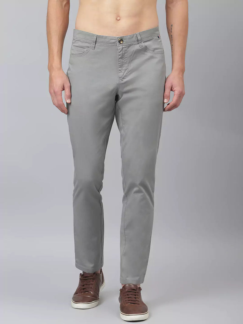 Thomas Scott Men Grey Solid Slim Fit Sustainable Chinos