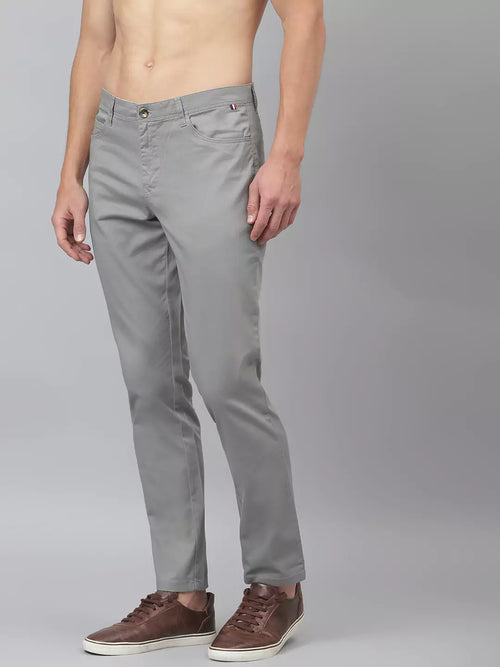 Thomas Scott Men Grey Solid Slim Fit Sustainable Chinos
