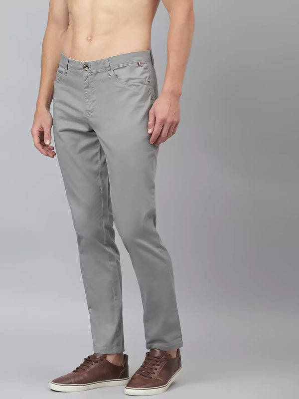 Fossil Grey  Solid Slim Fit Sustainable Chinos Trouser  For Men