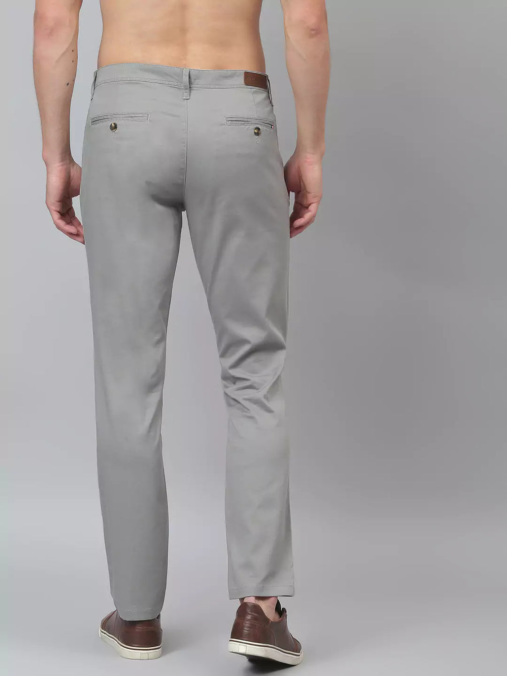 Thomas Scott Men Grey Solid Slim Fit Sustainable Chinos