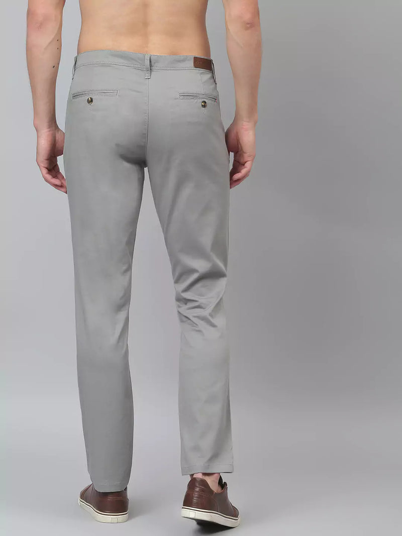 Thomas Scott Men Grey Solid Slim Fit Sustainable Chinos