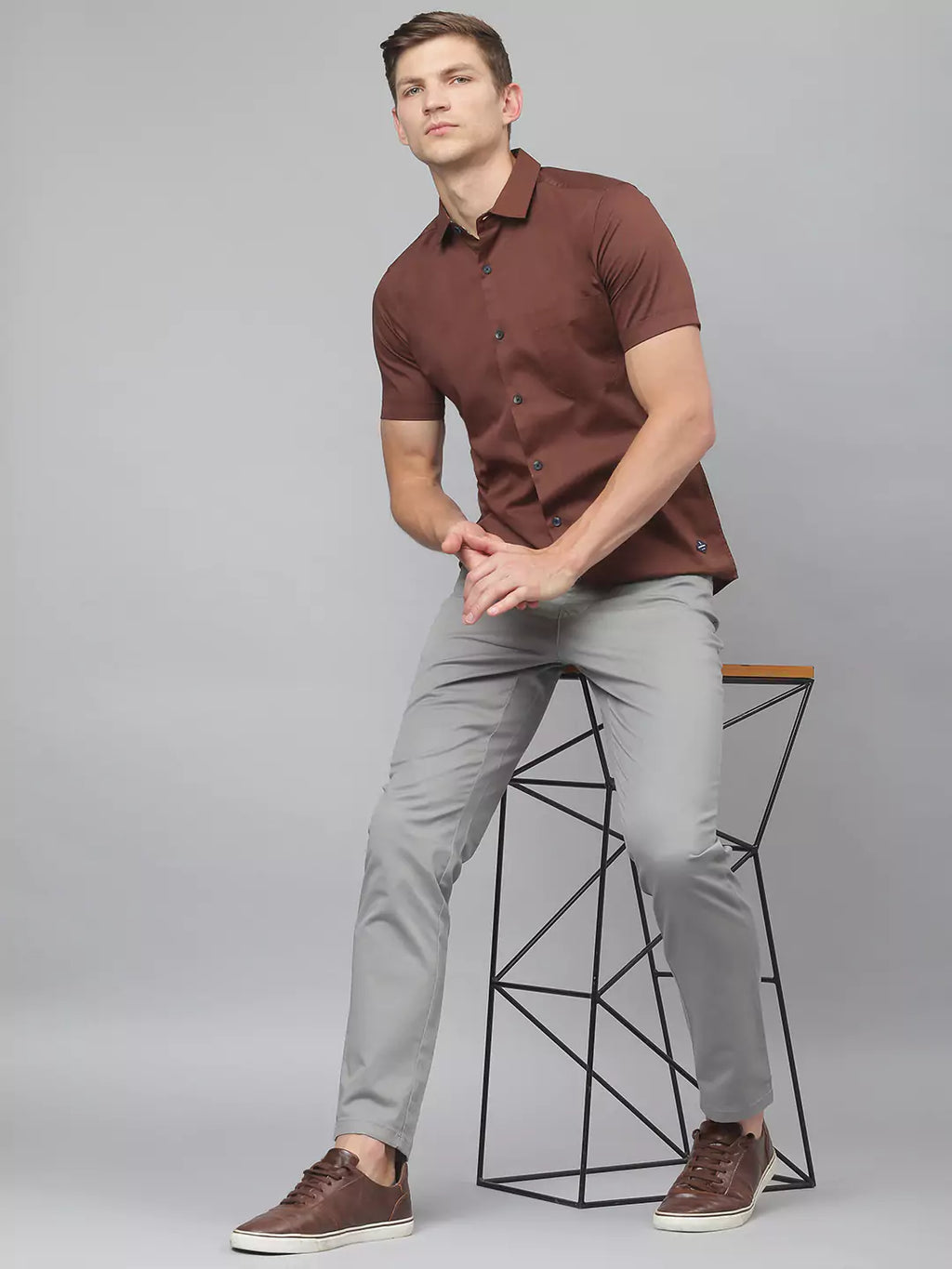 Thomas Scott Men Grey Solid Slim Fit Sustainable Chinos