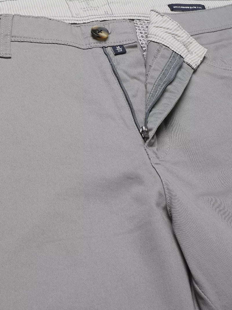 Thomas Scott Men Grey Solid Slim Fit Sustainable Chinos