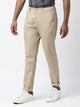 Beige Mid-Rise Classic Slim Fit Chinos Trouser For Men