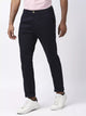 Navy Mid-Rise Classic Slim Fit Trousers For Men