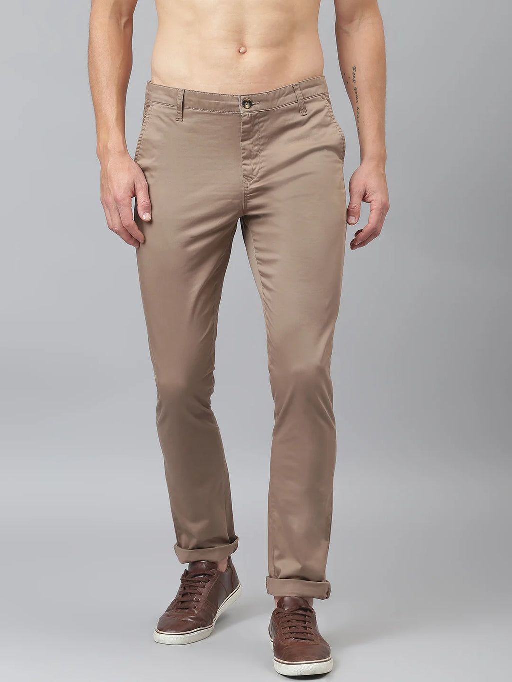 Thomas Scott Men Brown Easy Wash Sustainable Trousers