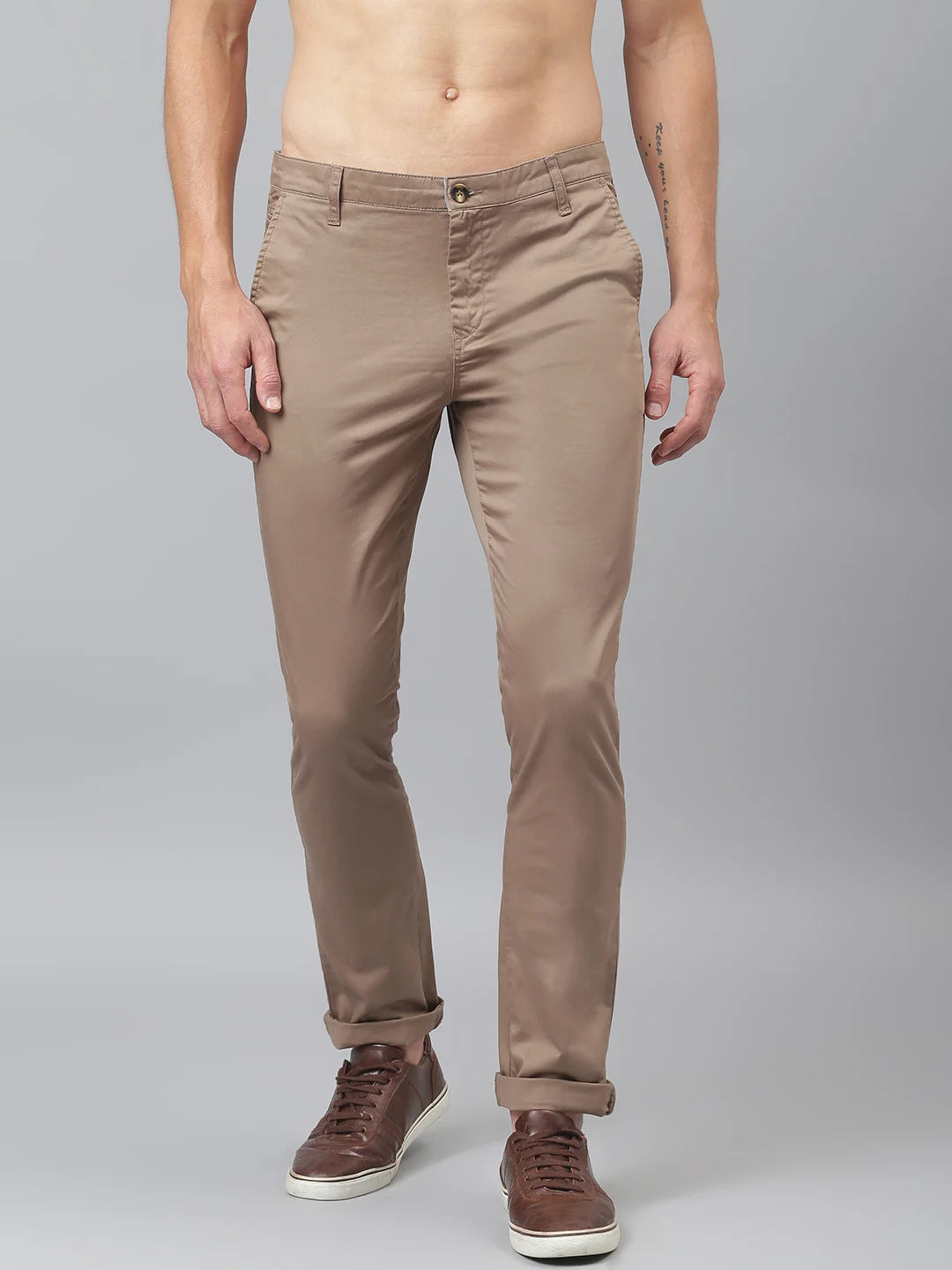 Thomas Scott Men Brown Easy Wash Sustainable Trousers