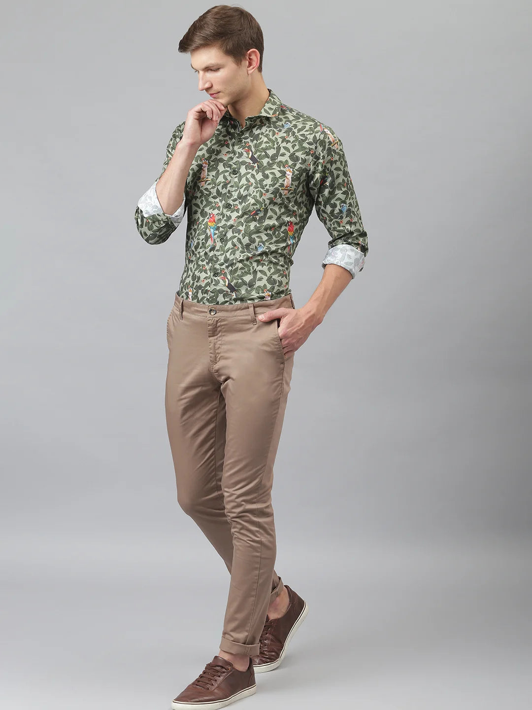Thomas Scott Men Brown Easy Wash Sustainable Trousers