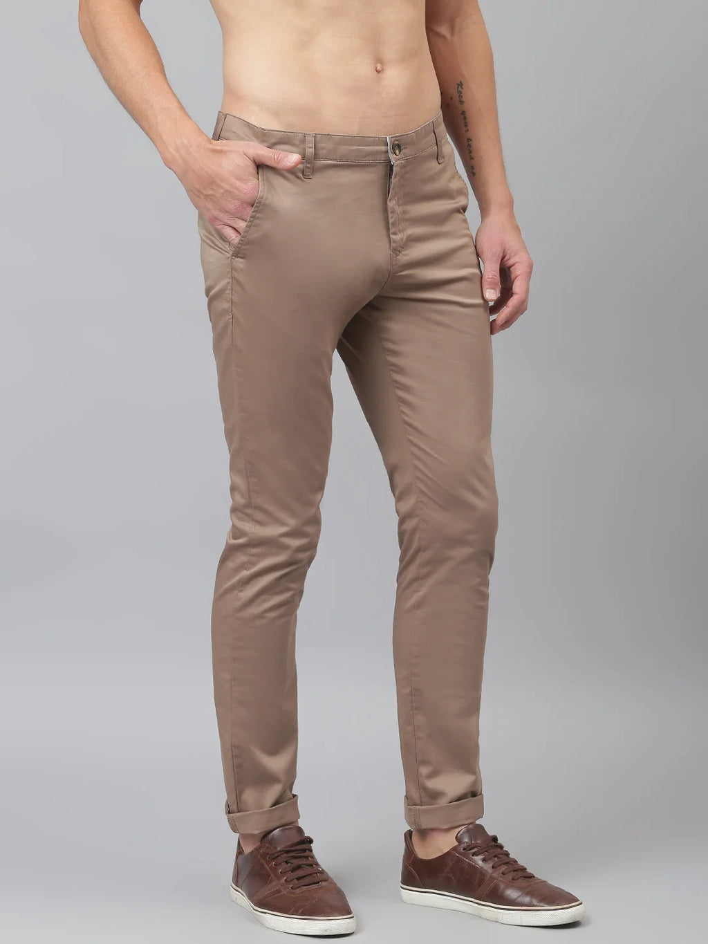 Thomas Scott Men Brown Easy Wash Sustainable Trousers
