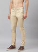 Beige Classic Slim Fit Mid-Rise Solid Woven Chinos Trouser For Men