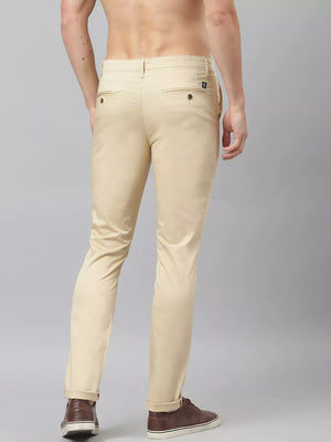 Thomas Scott Men Beige Easy Wash Slim Fit Winter Sustainable Chinos