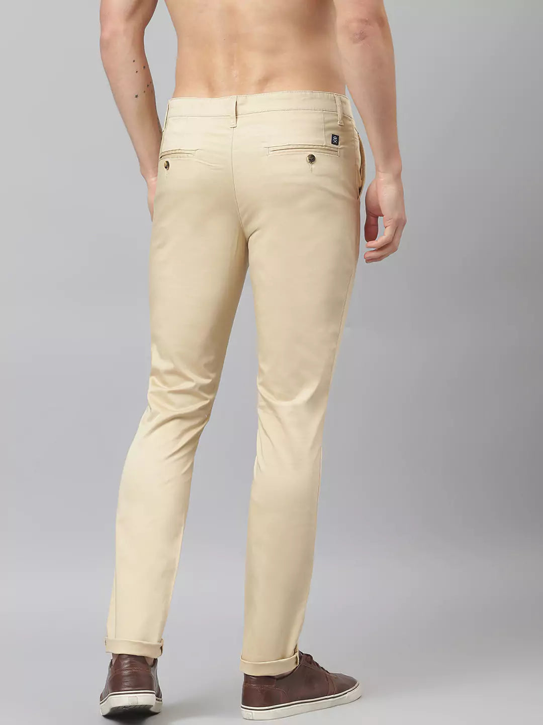 Thomas Scott Men Beige Easy Wash Slim Fit Winter Sustainable Chinos