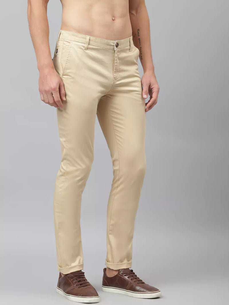 Thomas Scott Men Beige Easy Wash Slim Fit Winter Sustainable Chinos