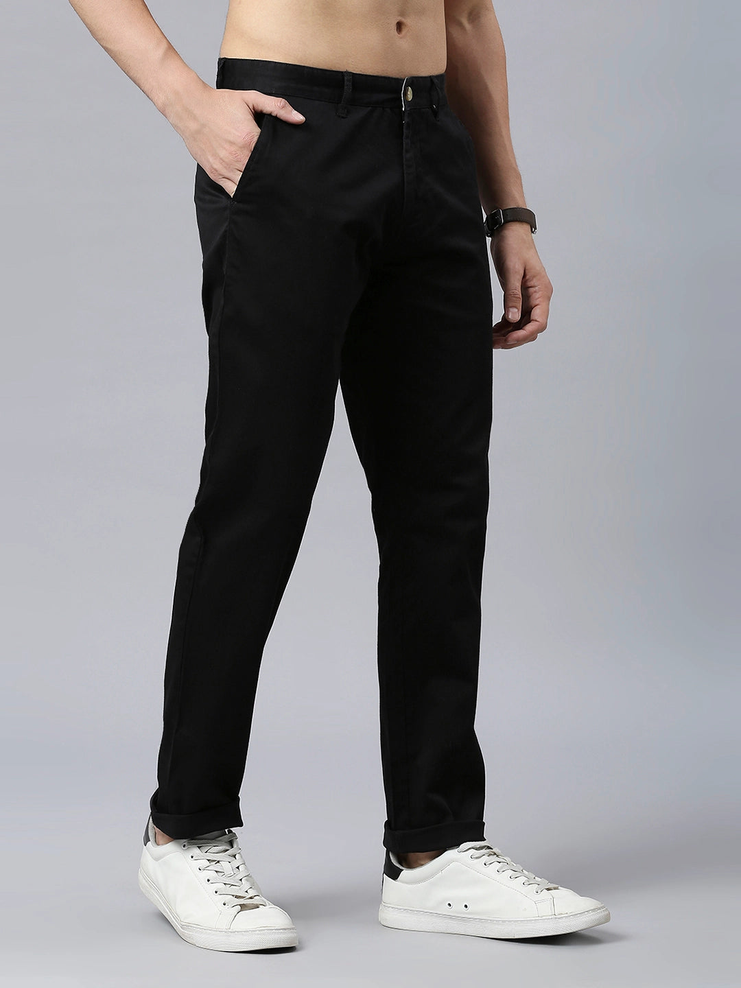 Thomas Scott Men Classic Slim Fit Mid-Rise Chinos Trousers