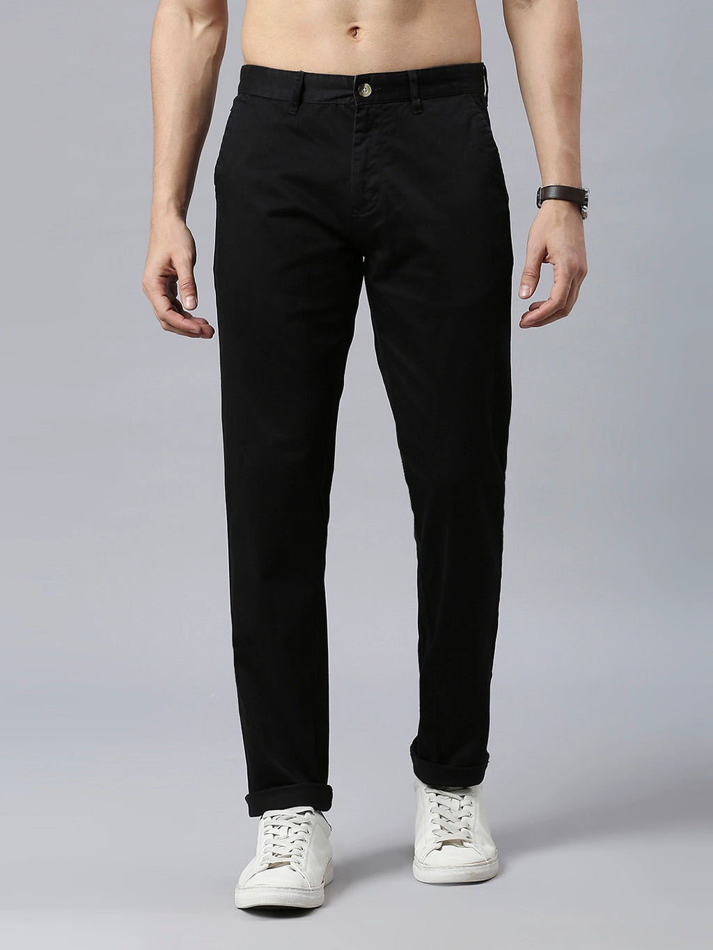 Thomas Scott Men Classic Slim Fit Mid-Rise Chinos Trousers