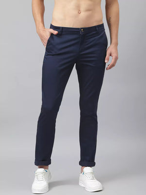 Thomas Scott Men Navy Blue Sustainable Chinos Trousers