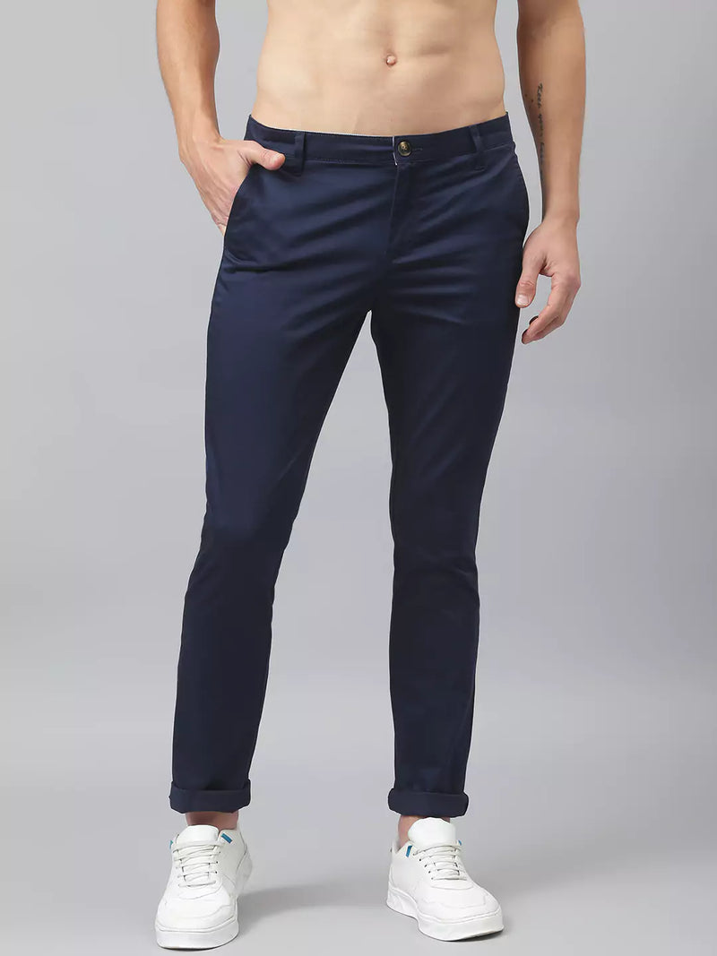 Thomas Scott Men Navy Blue Sustainable Chinos Trousers