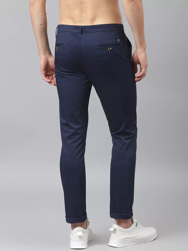 Thomas Scott Men Navy Blue Sustainable Chinos Trousers