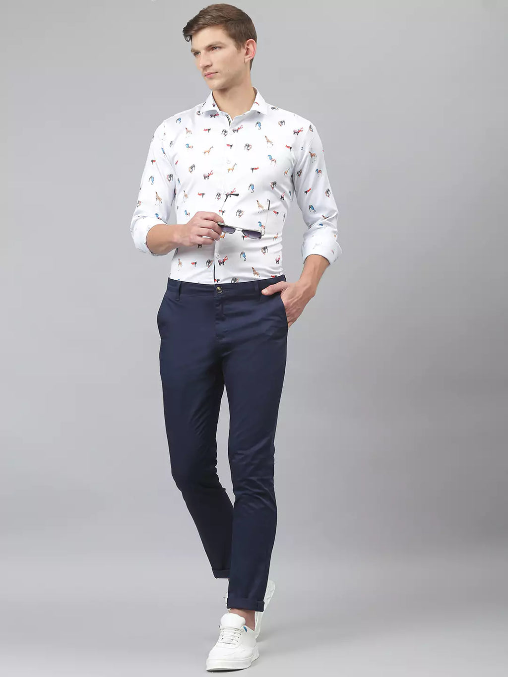 Thomas Scott Men Navy Blue Sustainable Chinos Trousers