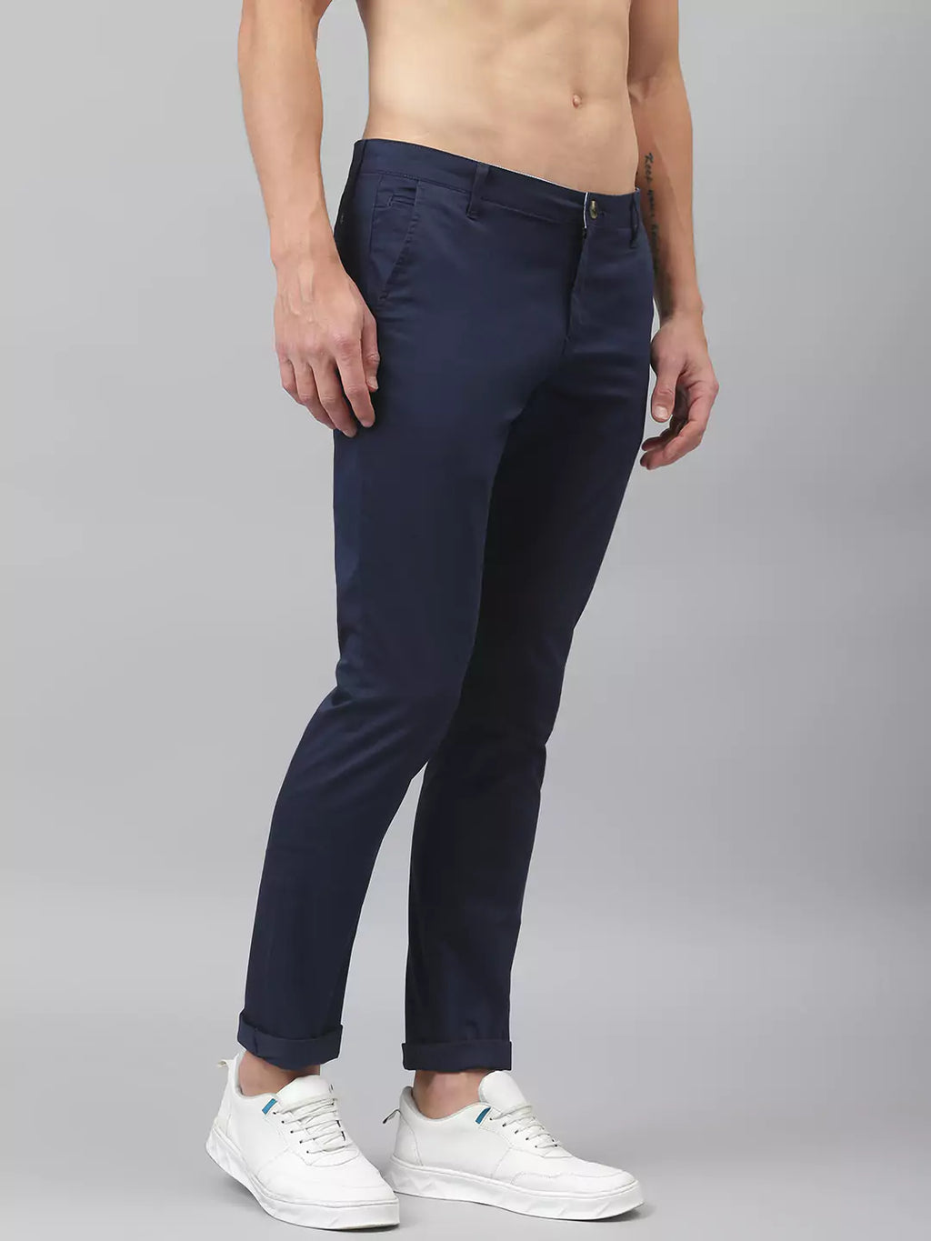 Thomas Scott Men Navy Blue Sustainable Chinos Trousers