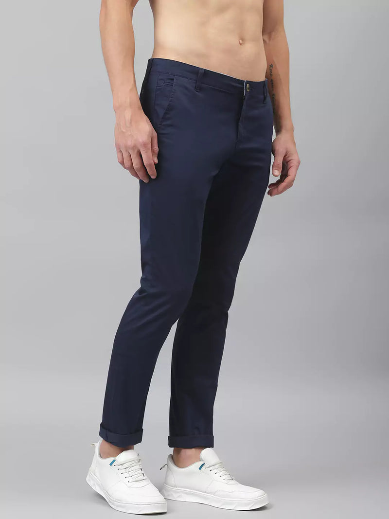Thomas Scott Men Navy Blue Sustainable Chinos Trousers