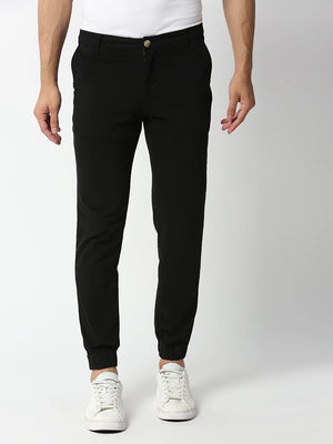 Thomas Scott Men Black Mid-Rise Regular Fit Knitted Joggers