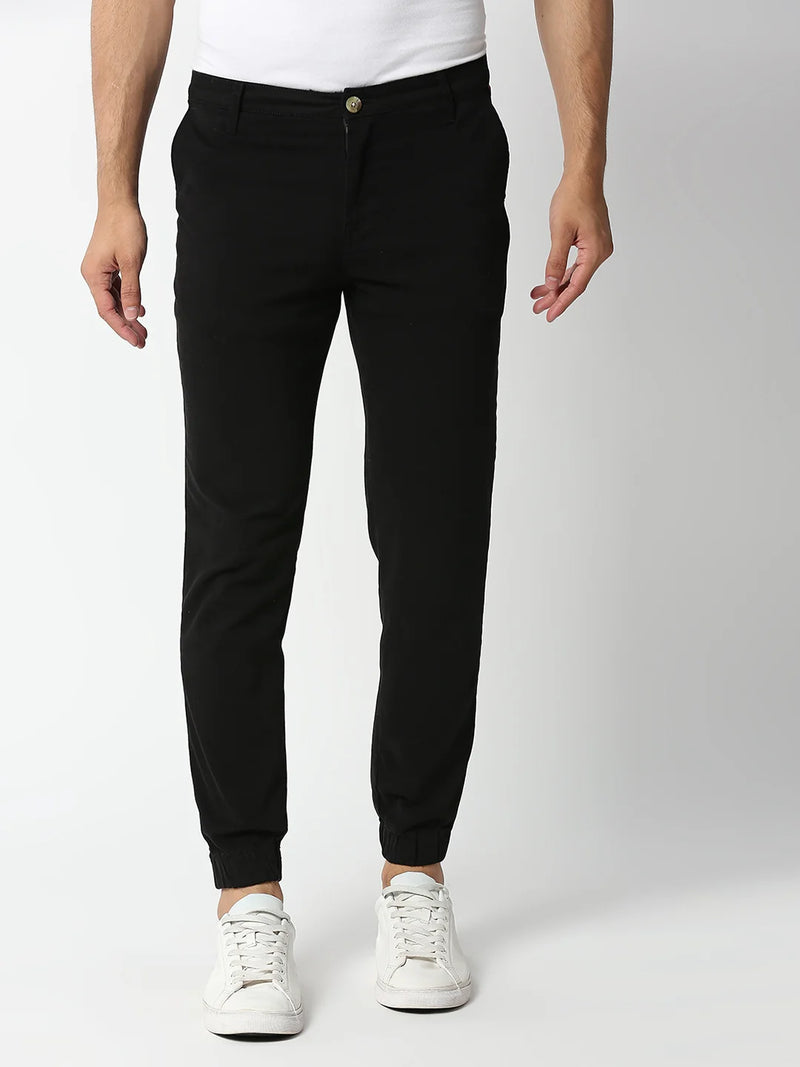Thomas Scott Men Black Mid-Rise Regular Fit Knitted Joggers