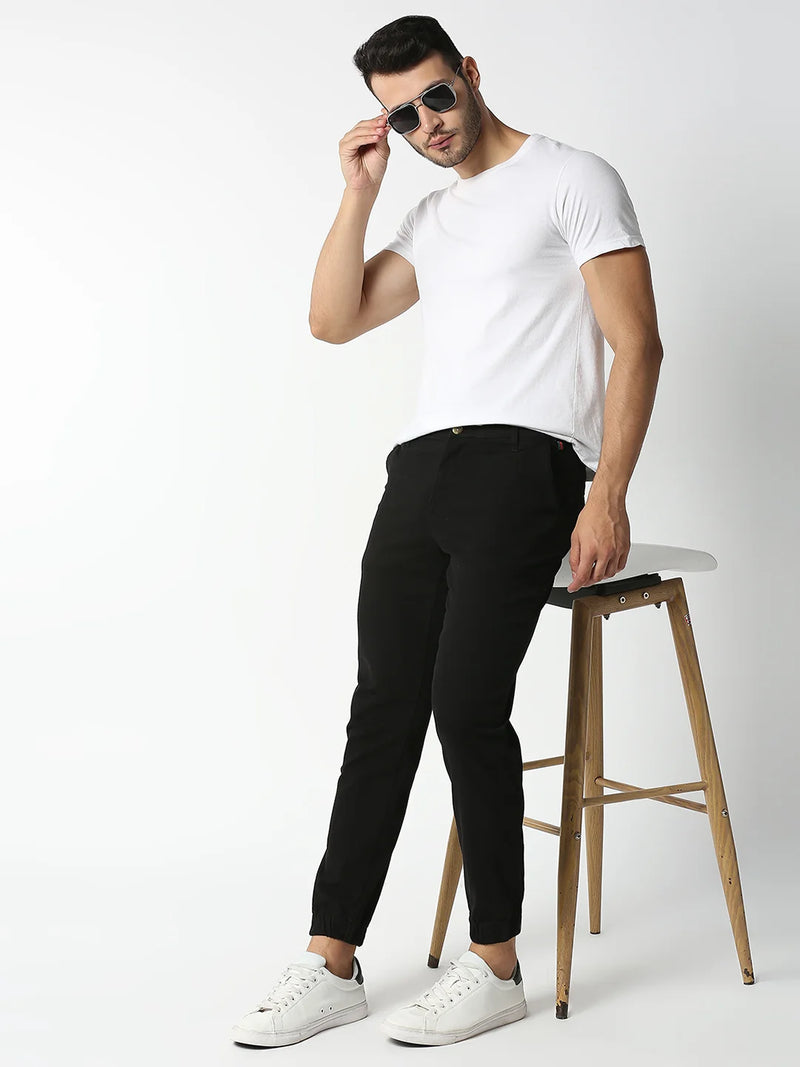 Thomas Scott Men Black Mid-Rise Regular Fit Knitted Joggers