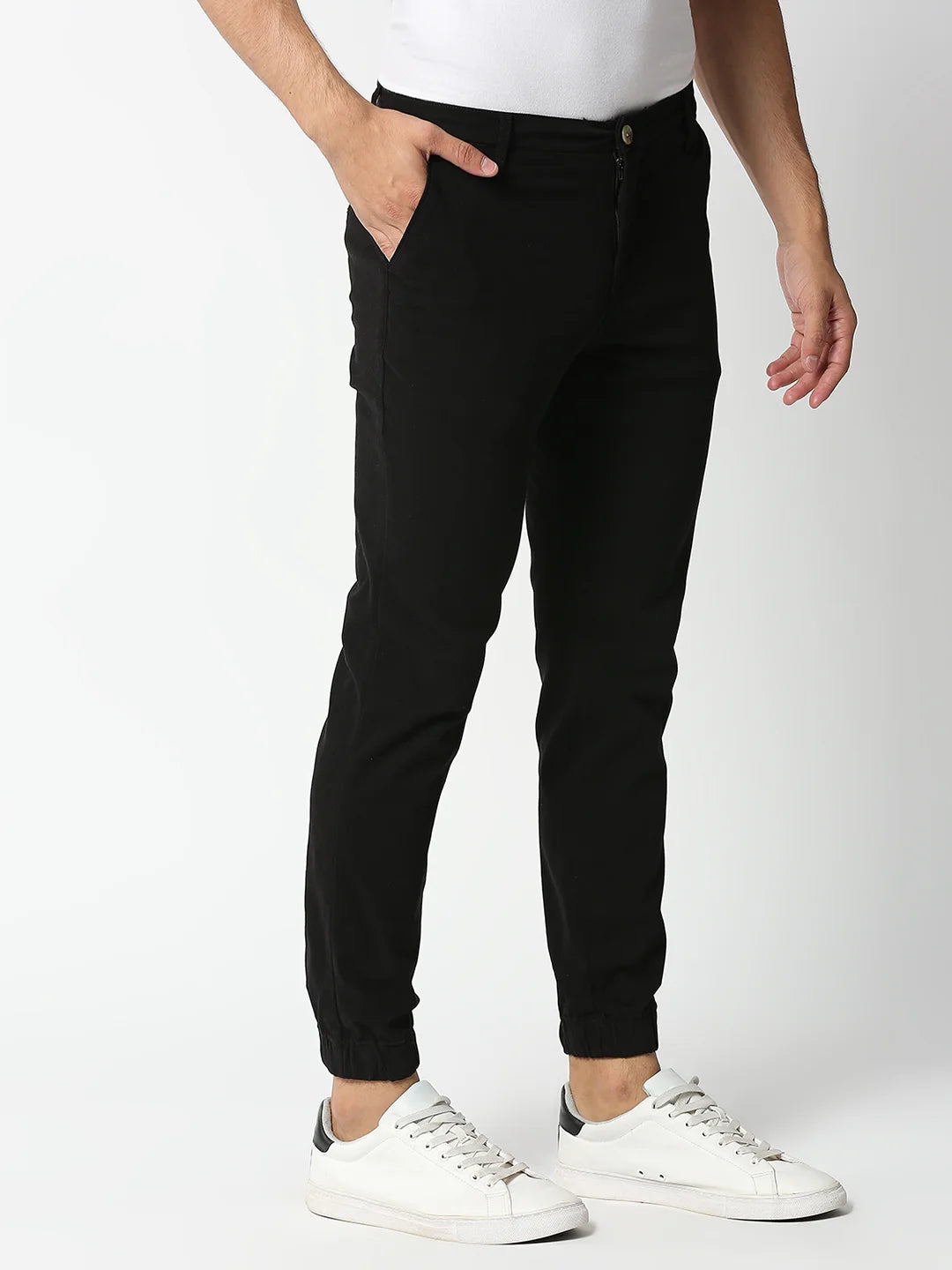 Thomas Scott Men Black Mid-Rise Regular Fit Knitted Joggers