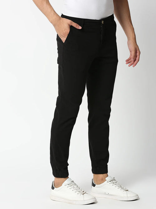 Thomas Scott Men Black Mid-Rise Regular Fit Knitted Joggers