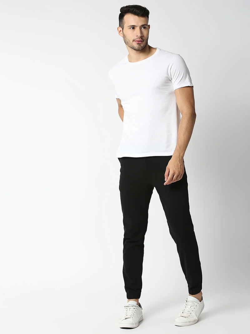 Thomas Scott Men Black Mid-Rise Regular Fit Knitted Joggers
