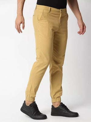 Thomas Scott Men Khaki Mid-Rise Regular Fit Knitted Joggers Trouser
