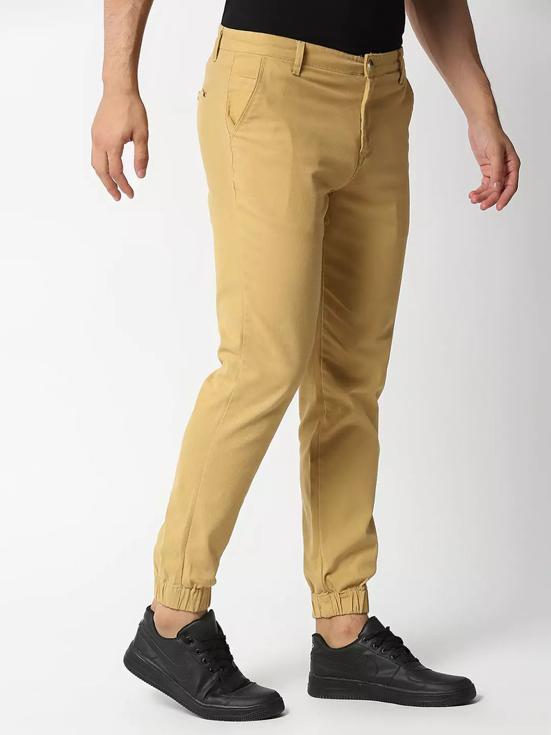 Thomas Scott Men Khaki Mid-Rise Regular Fit Knitted Joggers Trouser