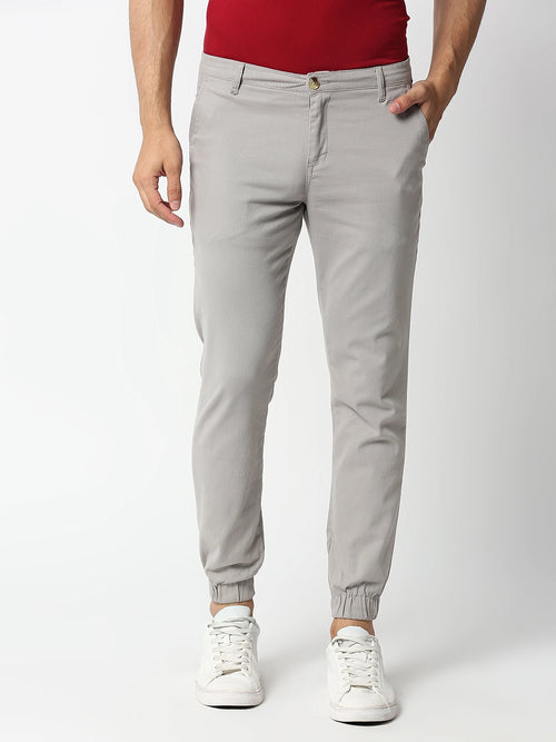 Thomas Scott Men LightGrey Mid-Rise Regular Fit Knitted Joggers