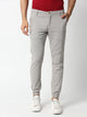 Light Grey Mid-Rise Regular Fit Knitted Joggers For Men