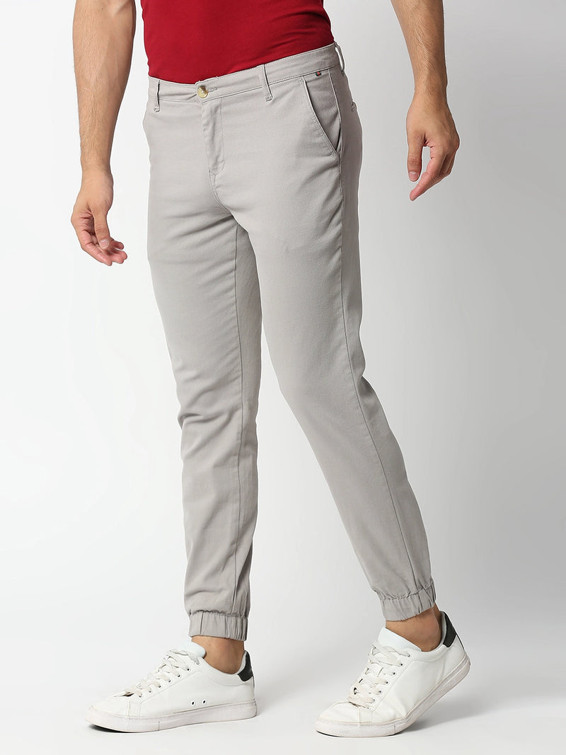 Thomas Scott Men LightGrey Mid-Rise Regular Fit Knitted Joggers