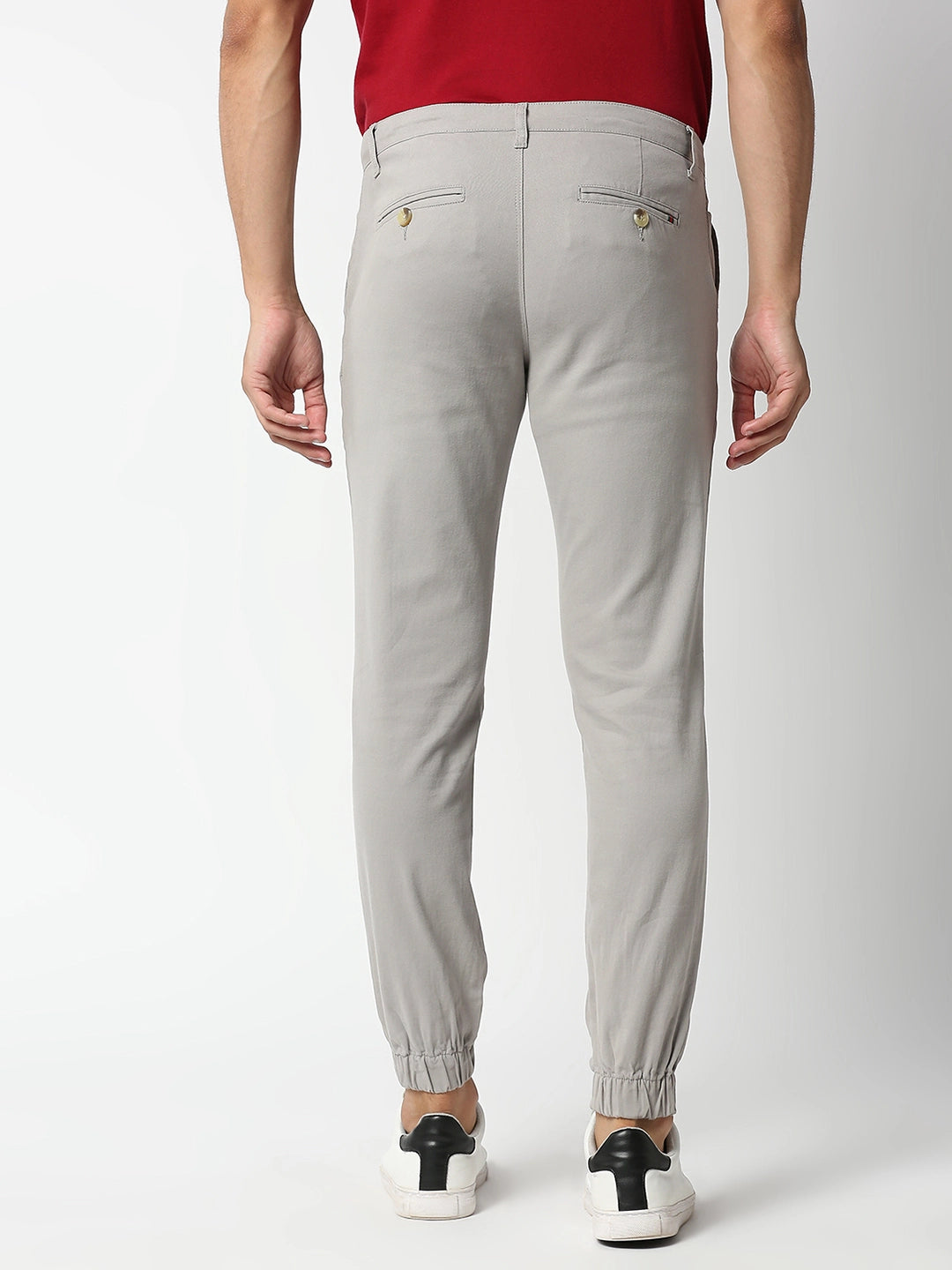 Thomas Scott Men LightGrey Mid-Rise Regular Fit Knitted Joggers