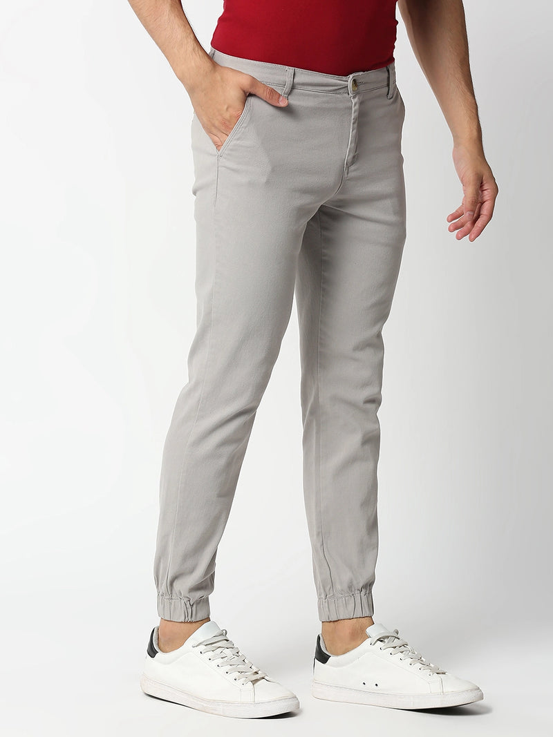 Thomas Scott Men LightGrey Mid-Rise Regular Fit Knitted Joggers