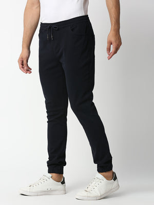 Thomas Scott Men Dark Navy Regular Fit Mid-Rise Solid Knitted Joggers