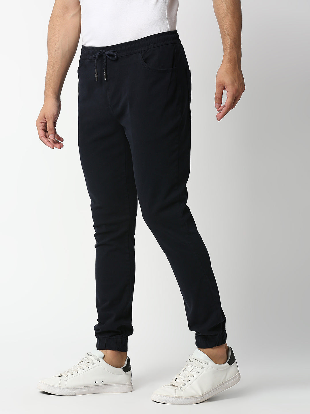 Thomas Scott Men Dark Navy Regular Fit Mid-Rise Solid Knitted Joggers
