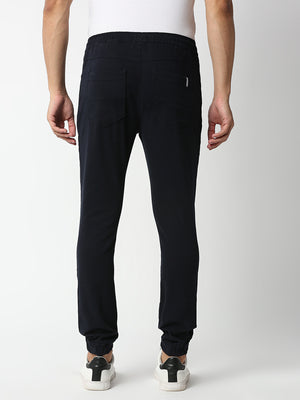 Thomas Scott Men Dark Navy Regular Fit Mid-Rise Solid Knitted Joggers