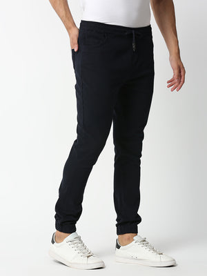 Thomas Scott Men Dark Navy Regular Fit Mid-Rise Solid Knitted Joggers